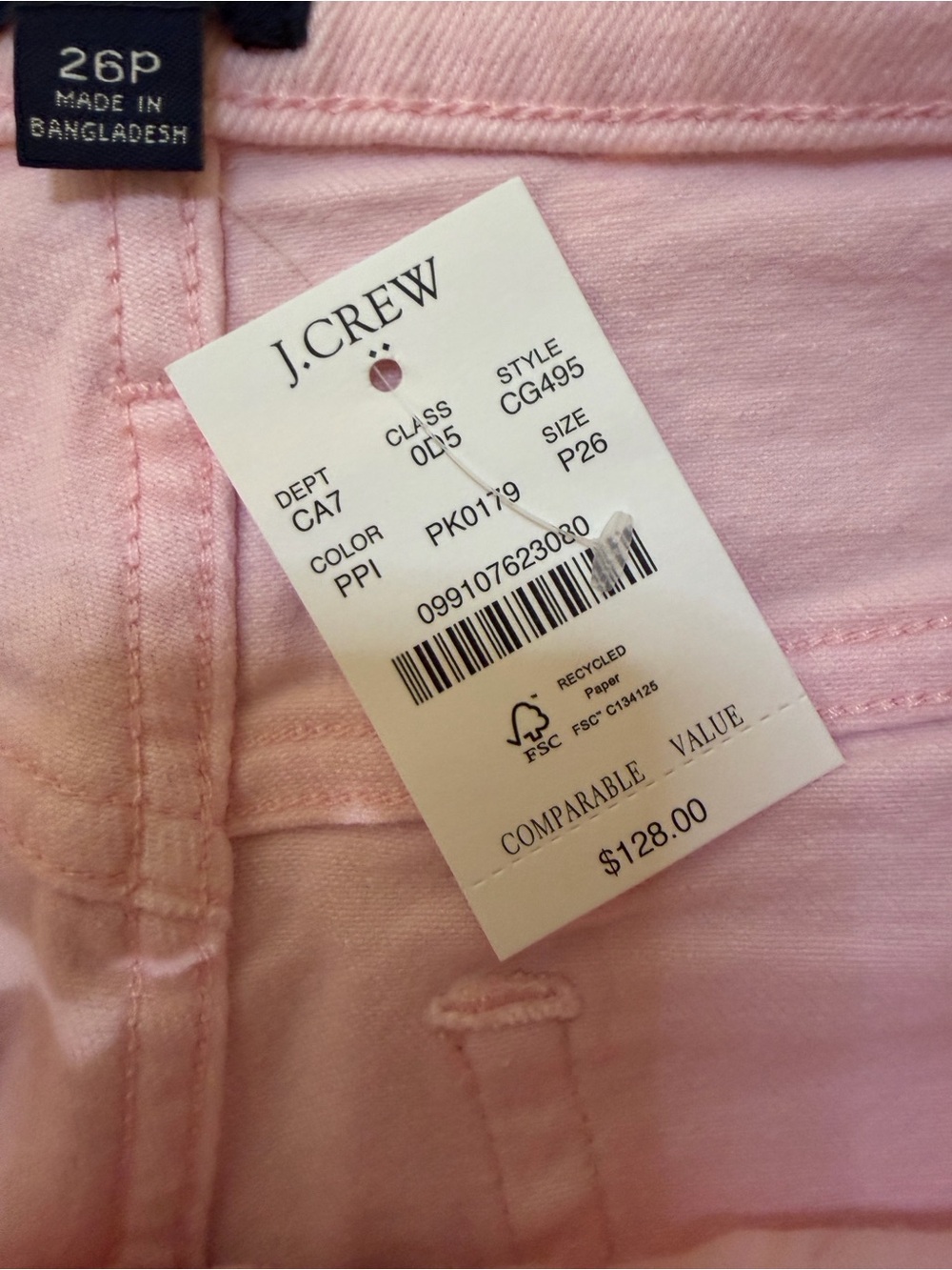 J. Crew Pink Essentials Straight Jean. Size 26P. NWT - Picture 4 of 5